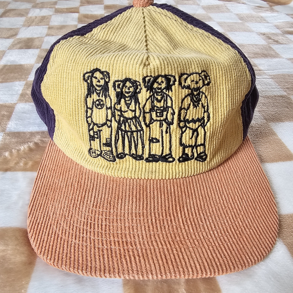 Colorful Corduroy Cap with Grateful Dead Theme Embroidered Figures